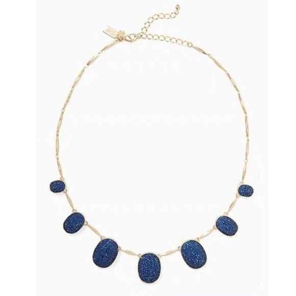 NWT Kate Spade Navy Sapphire Blue Pave the Way Statement Necklace - Picture 7 of 10